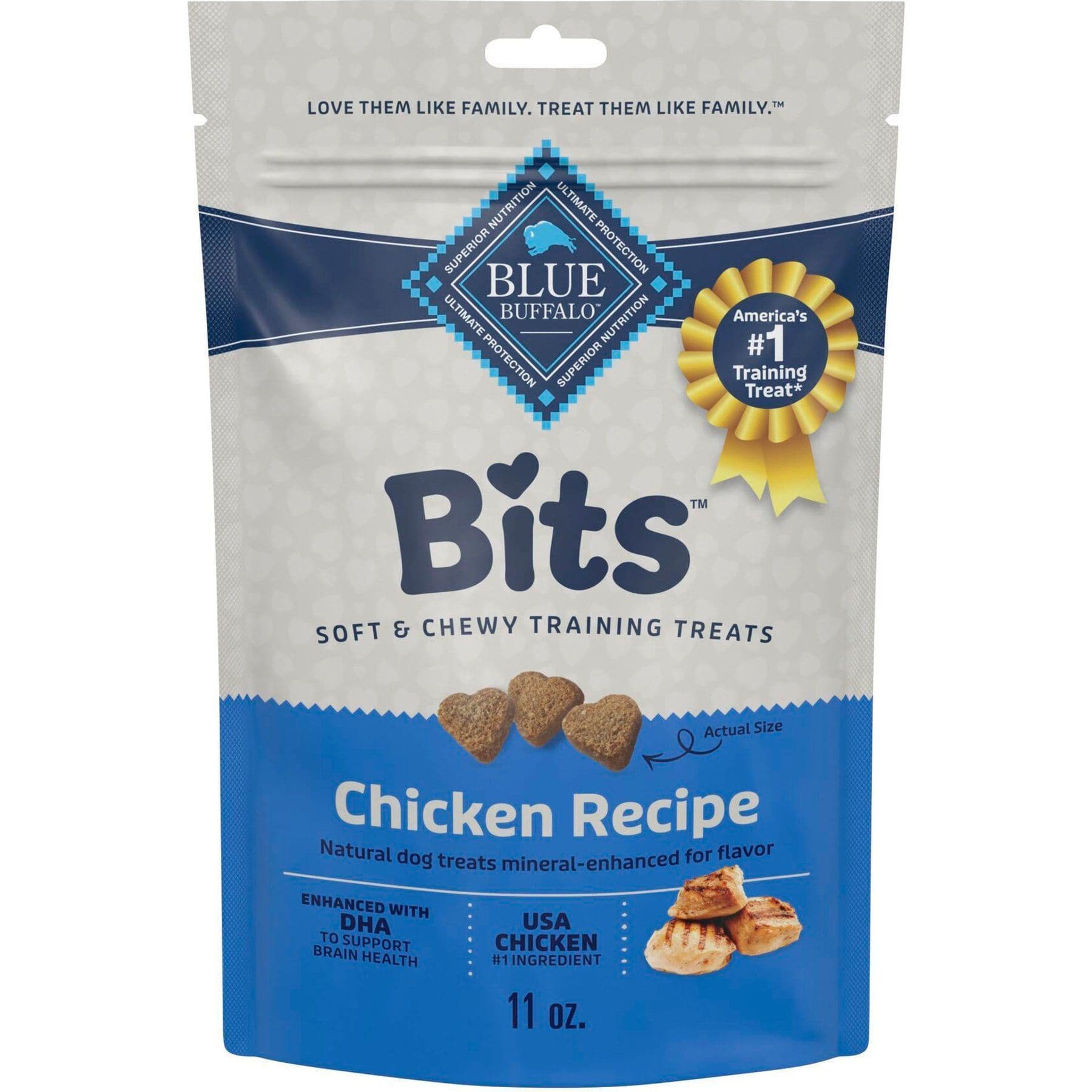 Blue Buffalo Blue Bits Tasty Chicken Recipe Soft-Moist Training Dog Treats, 11-oz bag product package