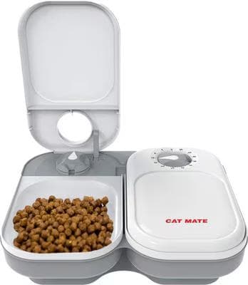 Cat Mate C200 white 2-bowl automatic dog and cat feeder with timer