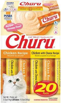 Box of Inaba Churu Chicken Variety Pack lickable cat treats containing 20 half-ounce tubes