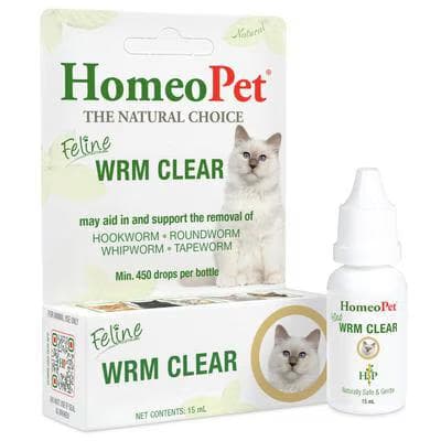 HomeoPet WRM Clear natural liquid dewormer drops for cats