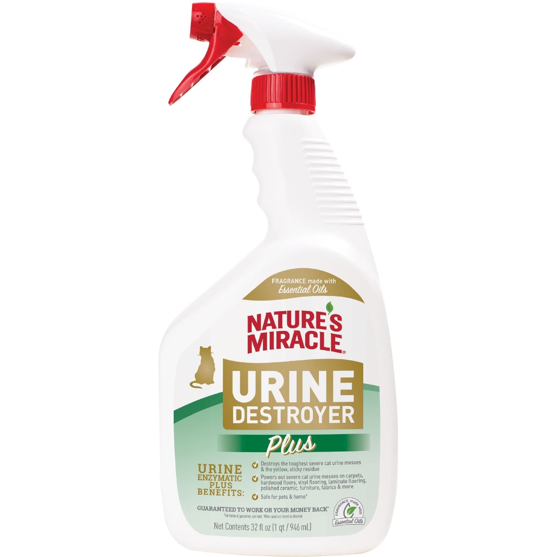 Nature's Miracle Cat Urine Destroyer Plus Enzymatic Formula Stain Remover, 32-fl oz bottle