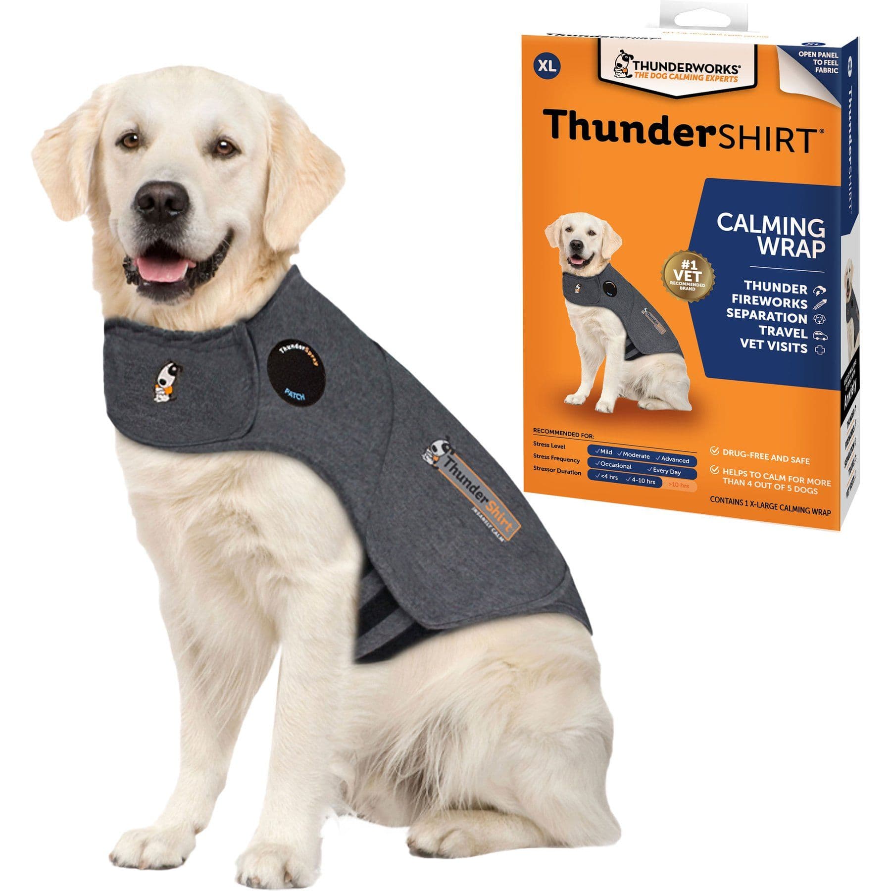Thundershirt Heather Grey Anxiety Solution for Dogs, XL, 65 to 110 lbs