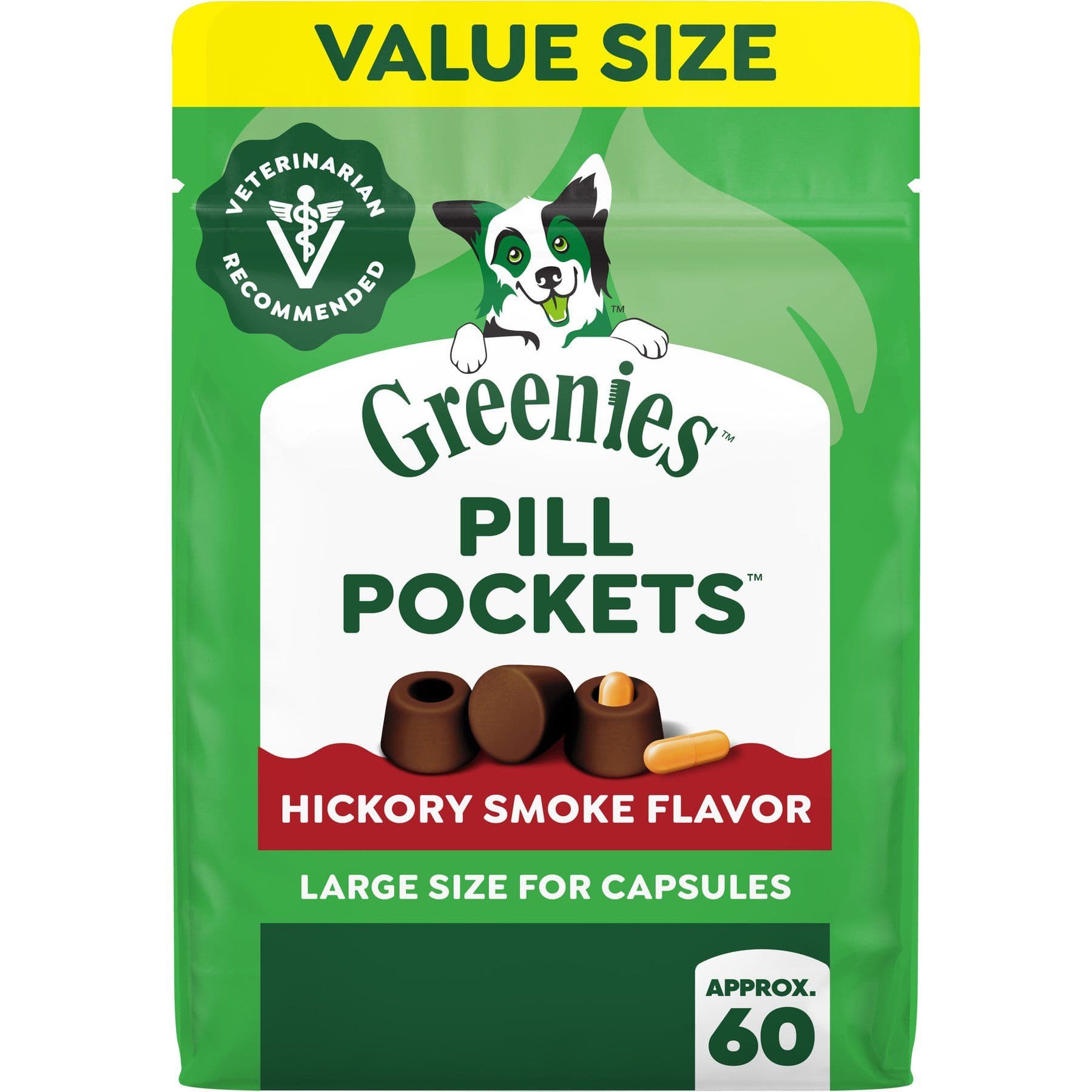 Greenies Pill Pockets Canine Hickory Smoke Capsule Dog Treats, 60 ct