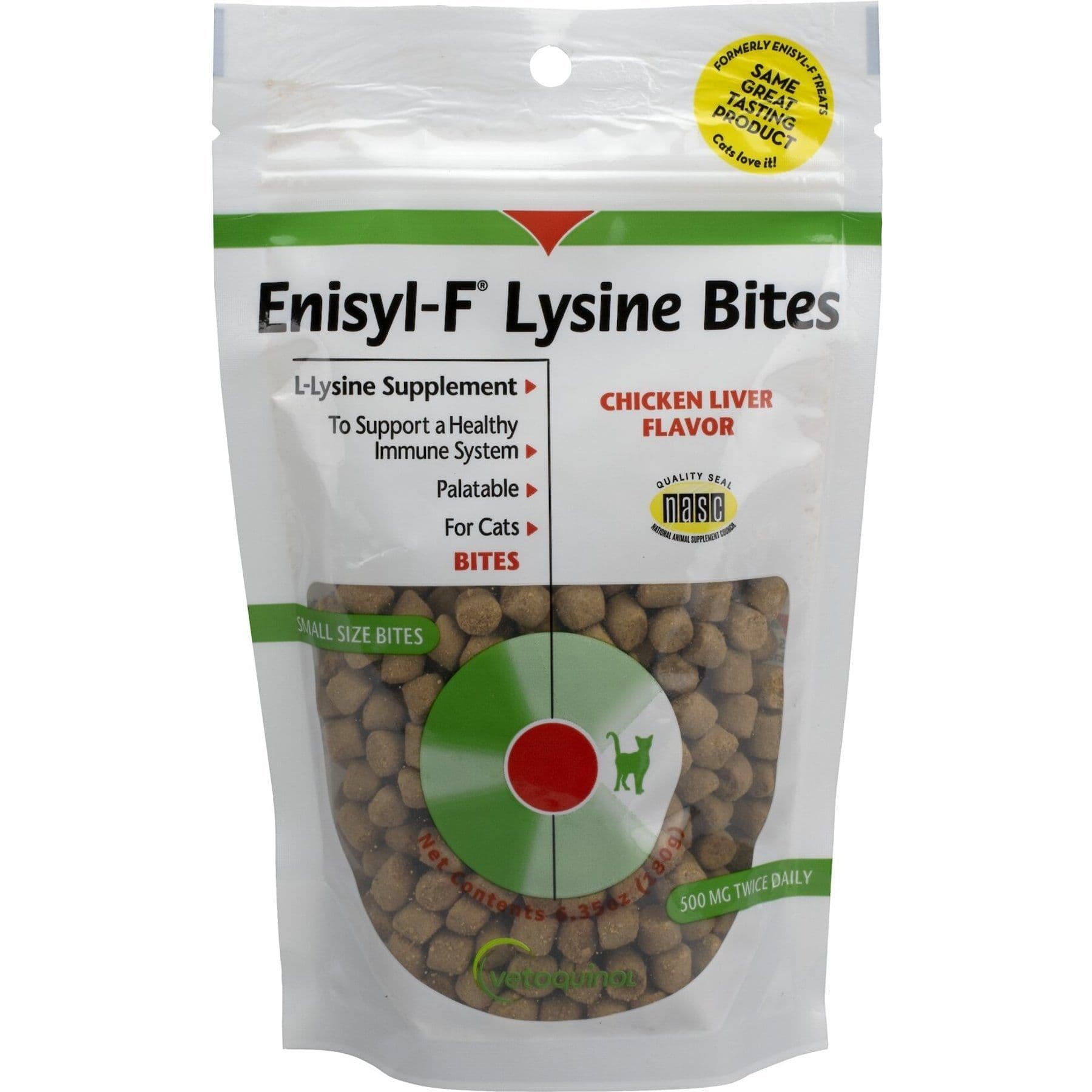 Vetoquinol Enisyl-F Lysine HCl Bites Chicken & Liver Flavored Immune Supplement for Cats, 6.35-oz bag