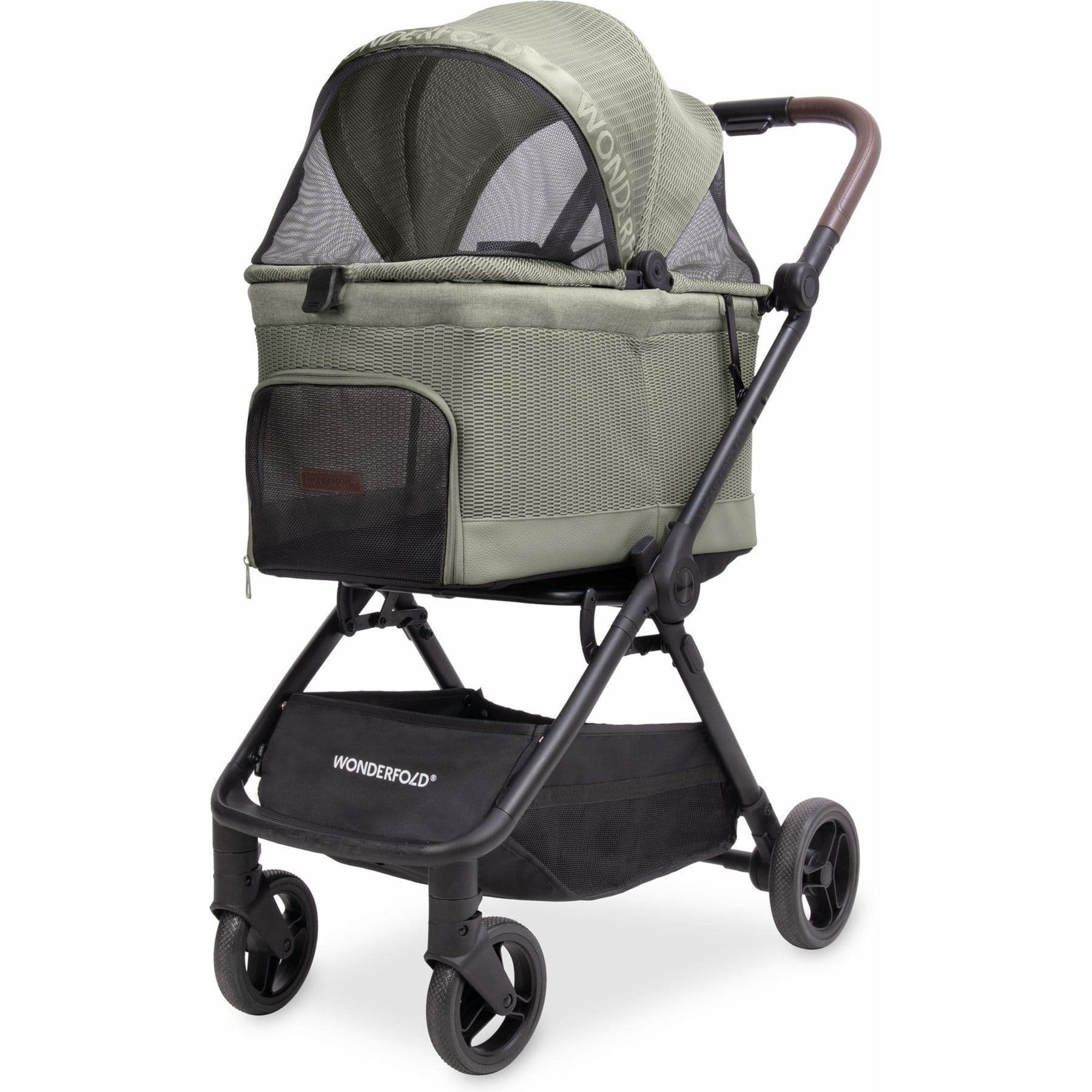 Wonderfold Bella AutoFold Technology Dog & Cat Stroller, Moss