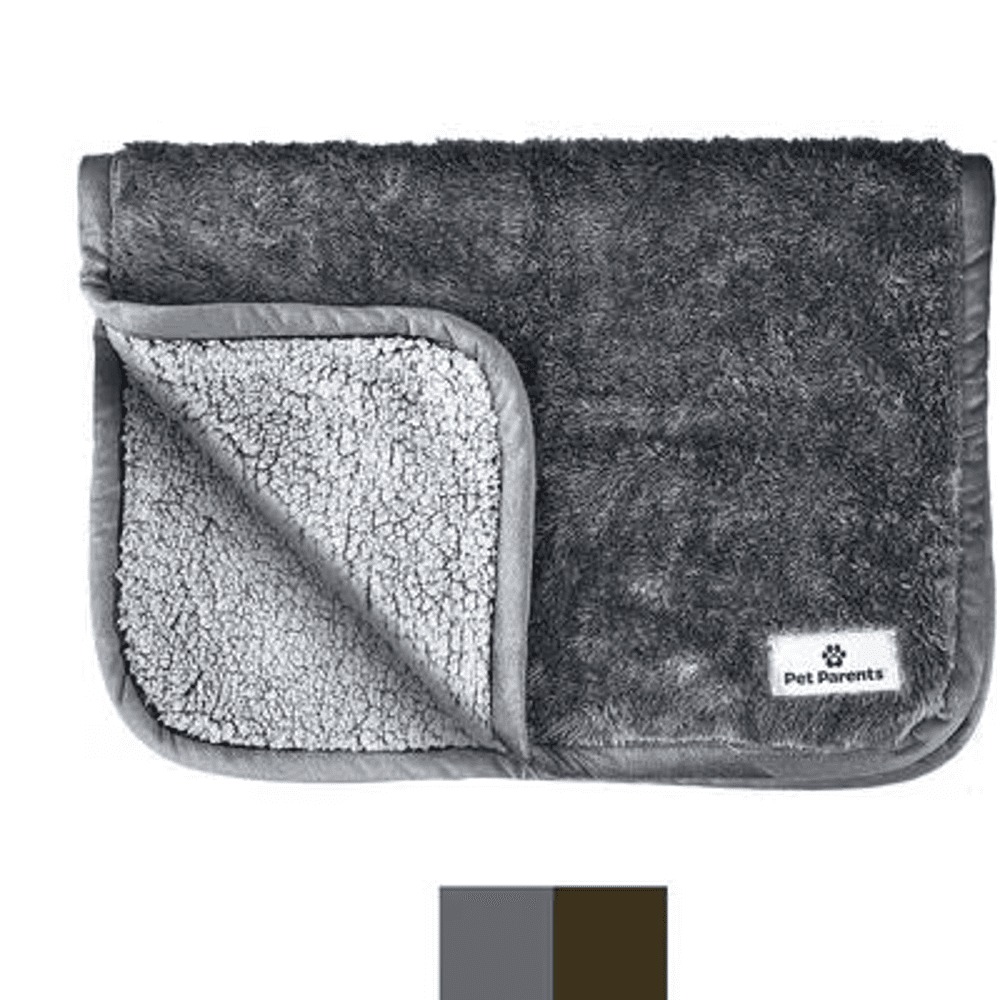 Pet Parents Pawtect waterproof sherpa-lined dog blanket in slate gray