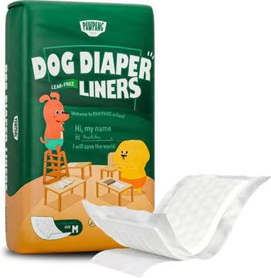 PAWPANG disposable dog diaper liners, medium size, 100-count package