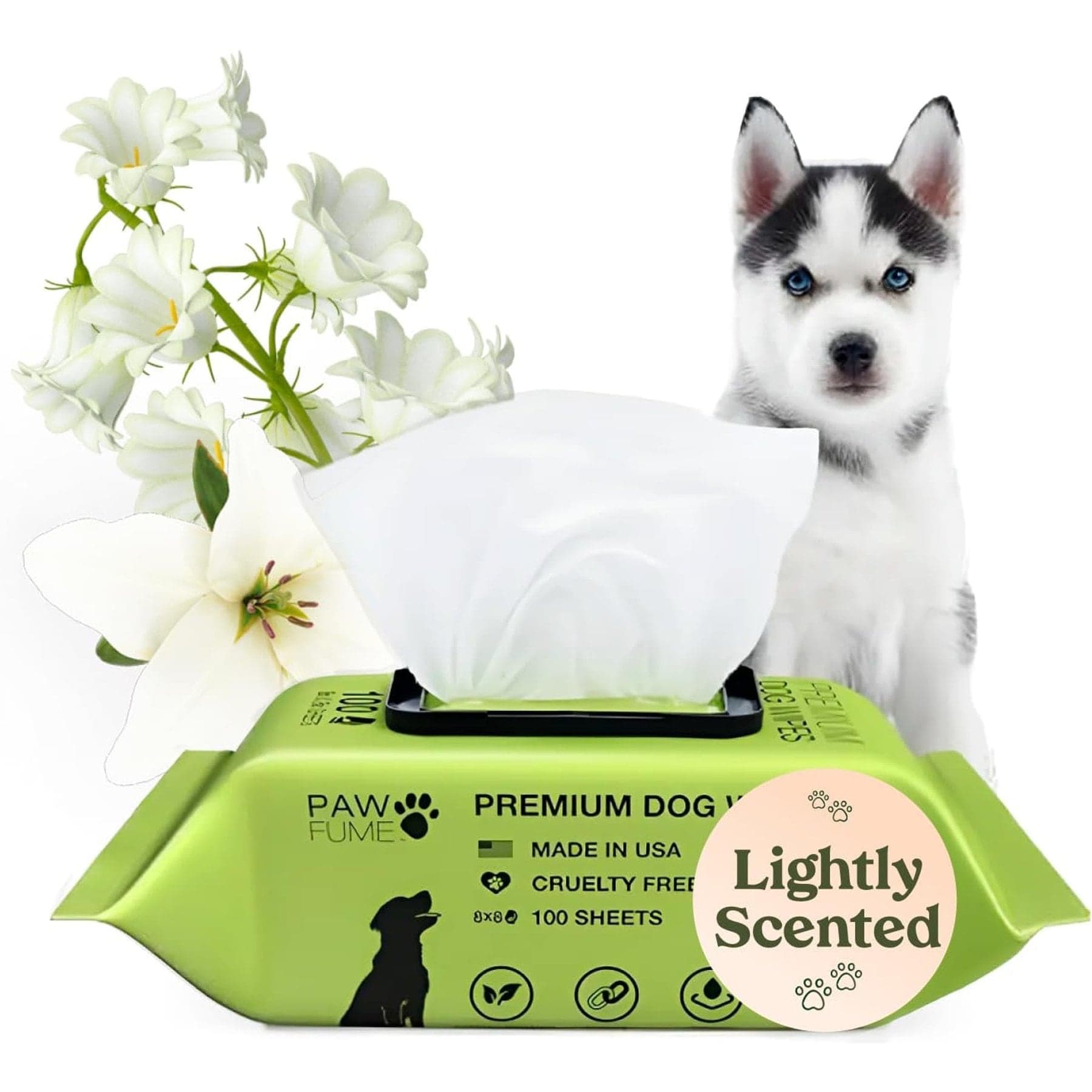 Pawfume Hypoallergenic & Gentle Dog Grooming Wipes, 100 count
