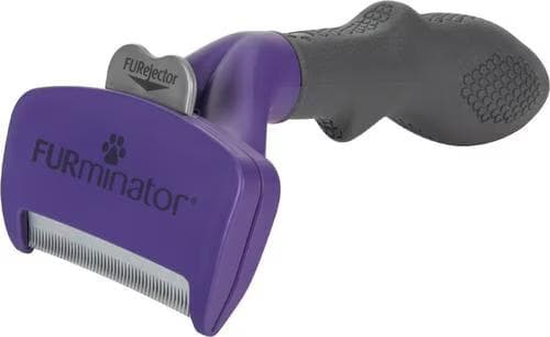 FURminator long hair cat deshedding tool in purple, medium size