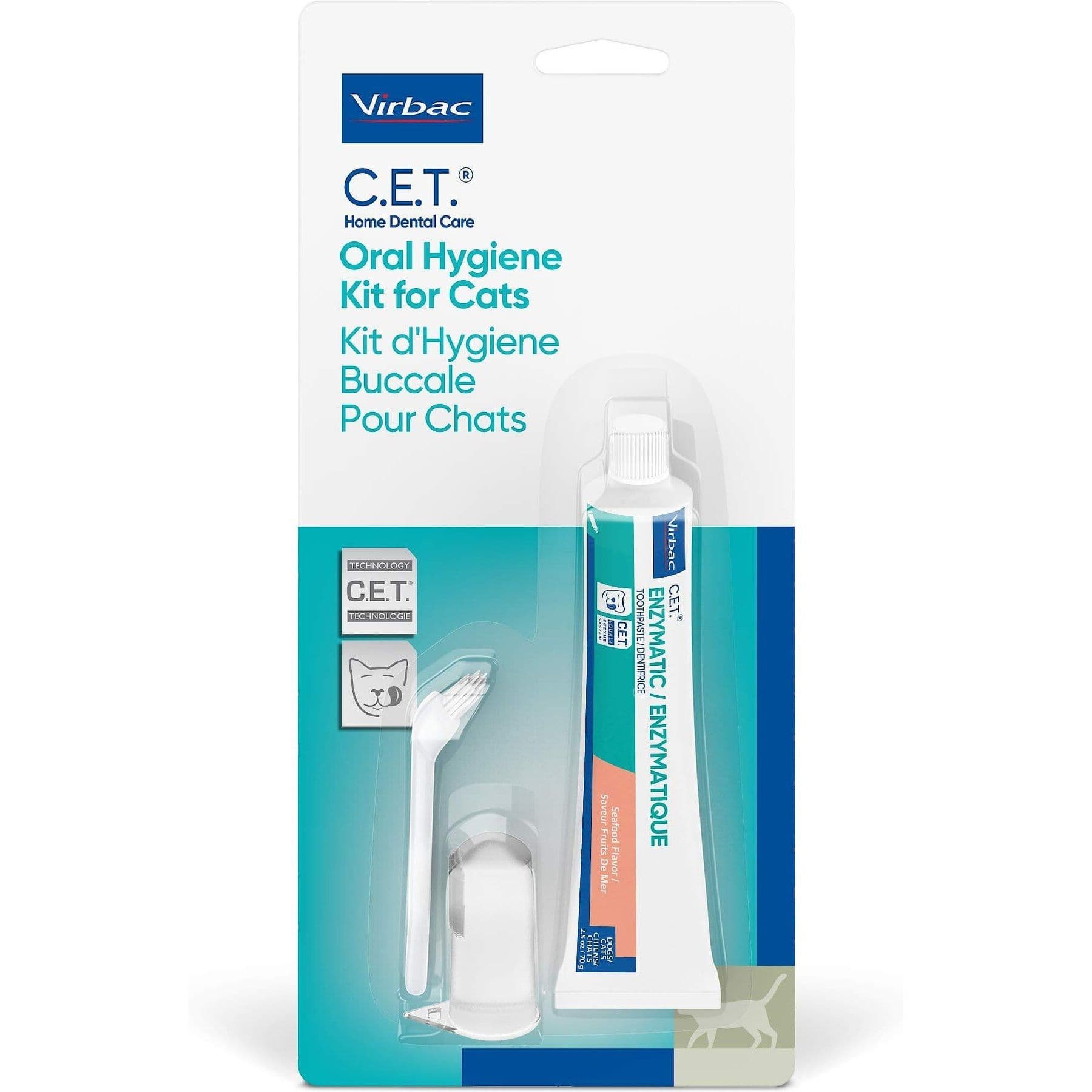 Virbac C.E.T. Enzymatic Oral Hygiene Seafood Flavor Cat Dental Kit