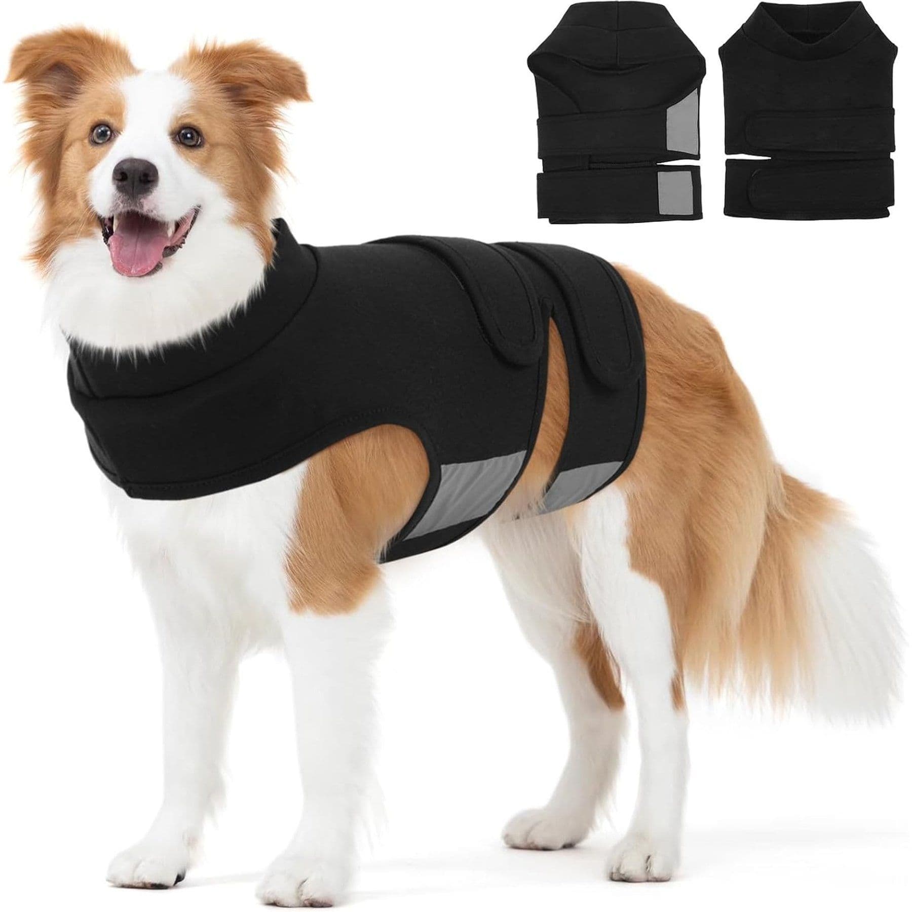 Kuoser Adjustable Anxiety Relief Wrap Vest for Dogs, Black, Medium