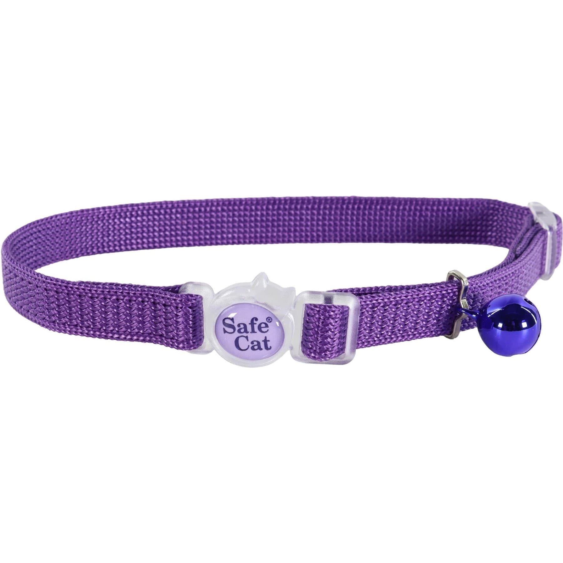 Safe Cat Snag-Proof Polyester Breakaway Cat Collar with Bell, Purple