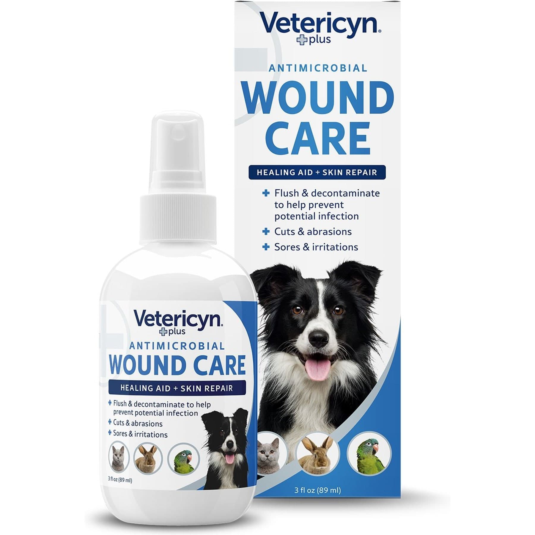 Vetericyn Plus Antimicrobial Wound Care Spray for Dogs, Cats, Horses, Birds & Small Pets, 3-fl oz bottle