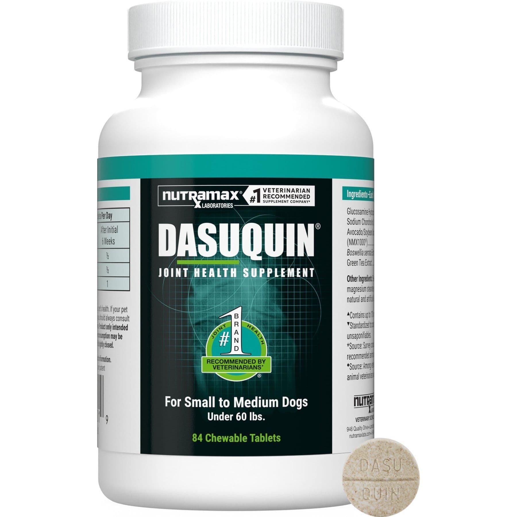 Nutramax Dasuquin Chewable Tablets for Small/Medium Dogs Under 60 lb, 84 count