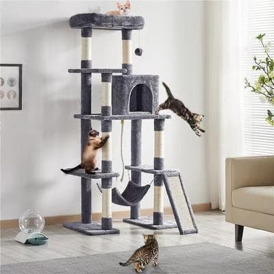 Yaheetech Multi-Level 63-inch Plush Cat Tree, Dark Gray
