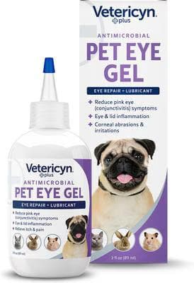 Vetericyn Plus Pet Eye Gel, 3-fl oz bottle and carton, for dogs, cats and small pets