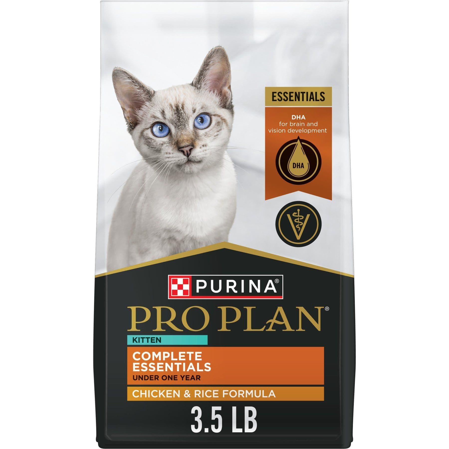 Purina Pro Plan Complete Essentials Kitten Chicken & Rice Formula Dry Cat Food, 3.5-lb bag