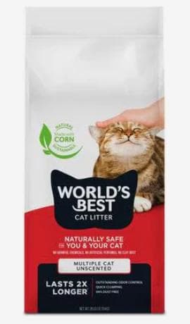 World's Best Multi-Cat Unscented clumping corn litter 28-pound bag