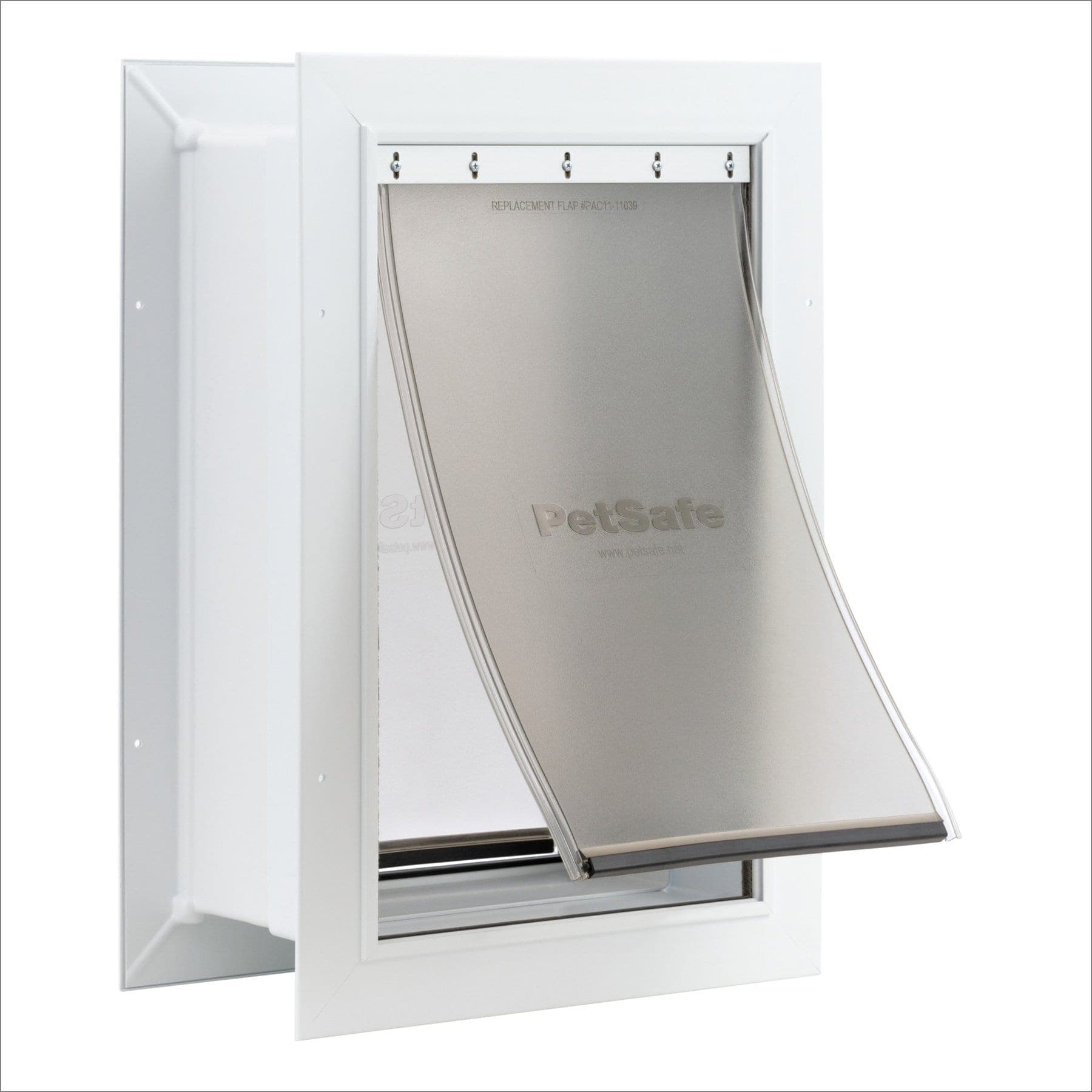 PetSafe Wall Entry Dual Flap Pet Door with Closing Panel, White, Medium