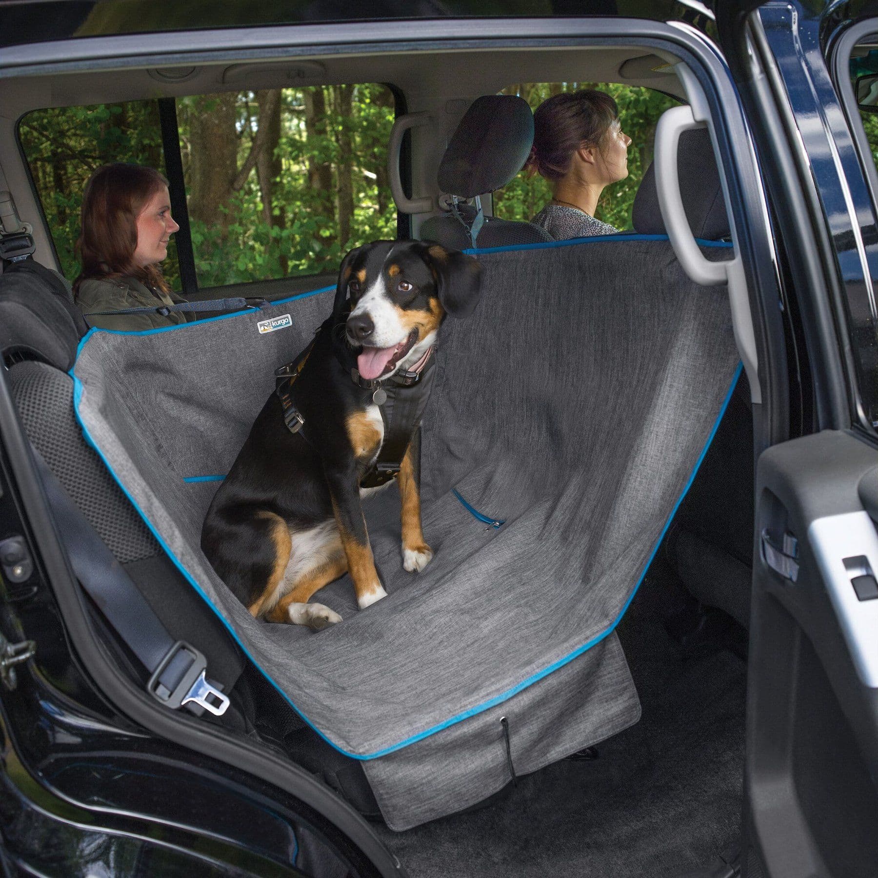 Kurgo Half Hammock Seat Protector, Gray/Blue