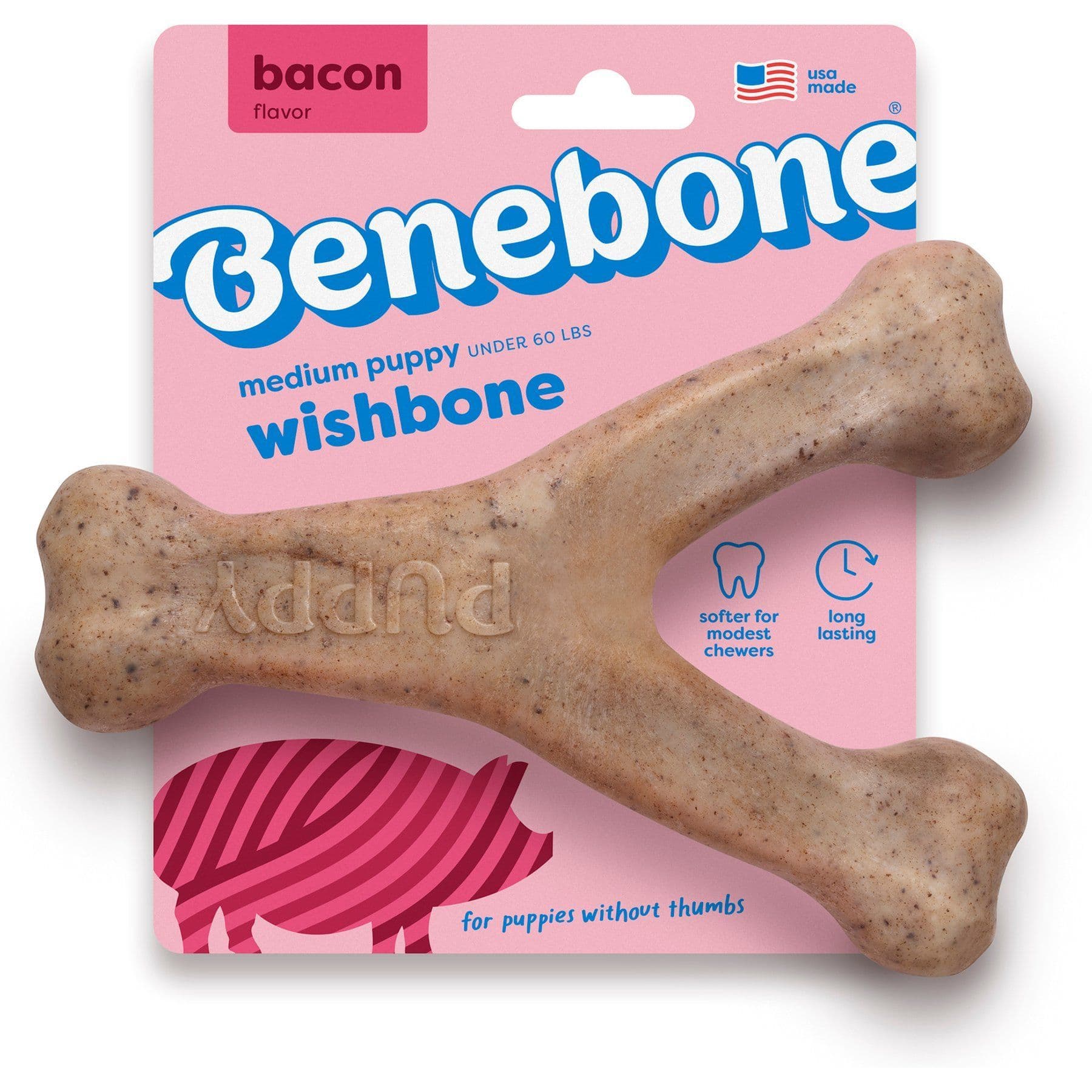 Benebone Wishbone Bacon Flavor Chew Puppy Toy