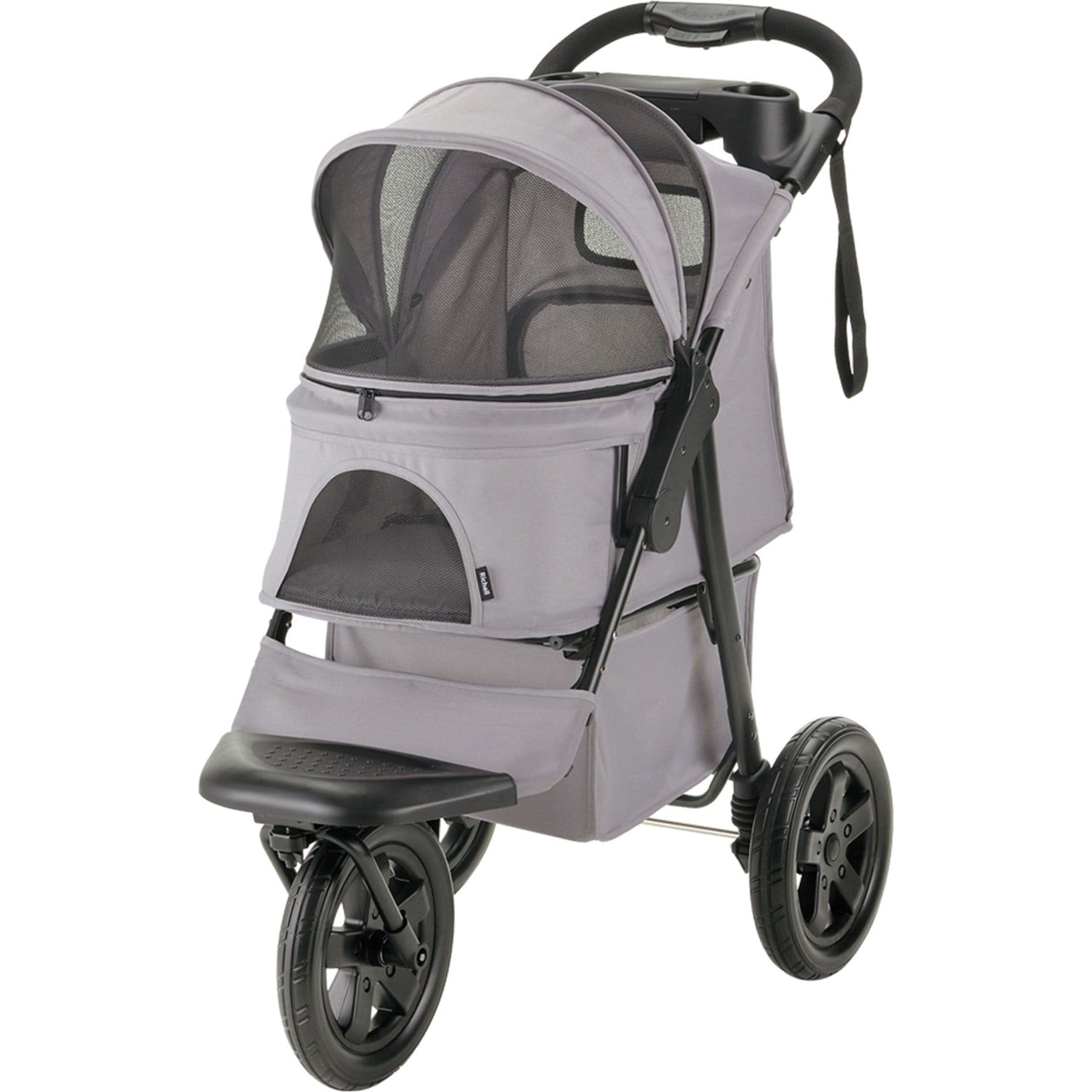 Richell Easy Collapsible Jogging Dog & Cat Stroller, Gray
