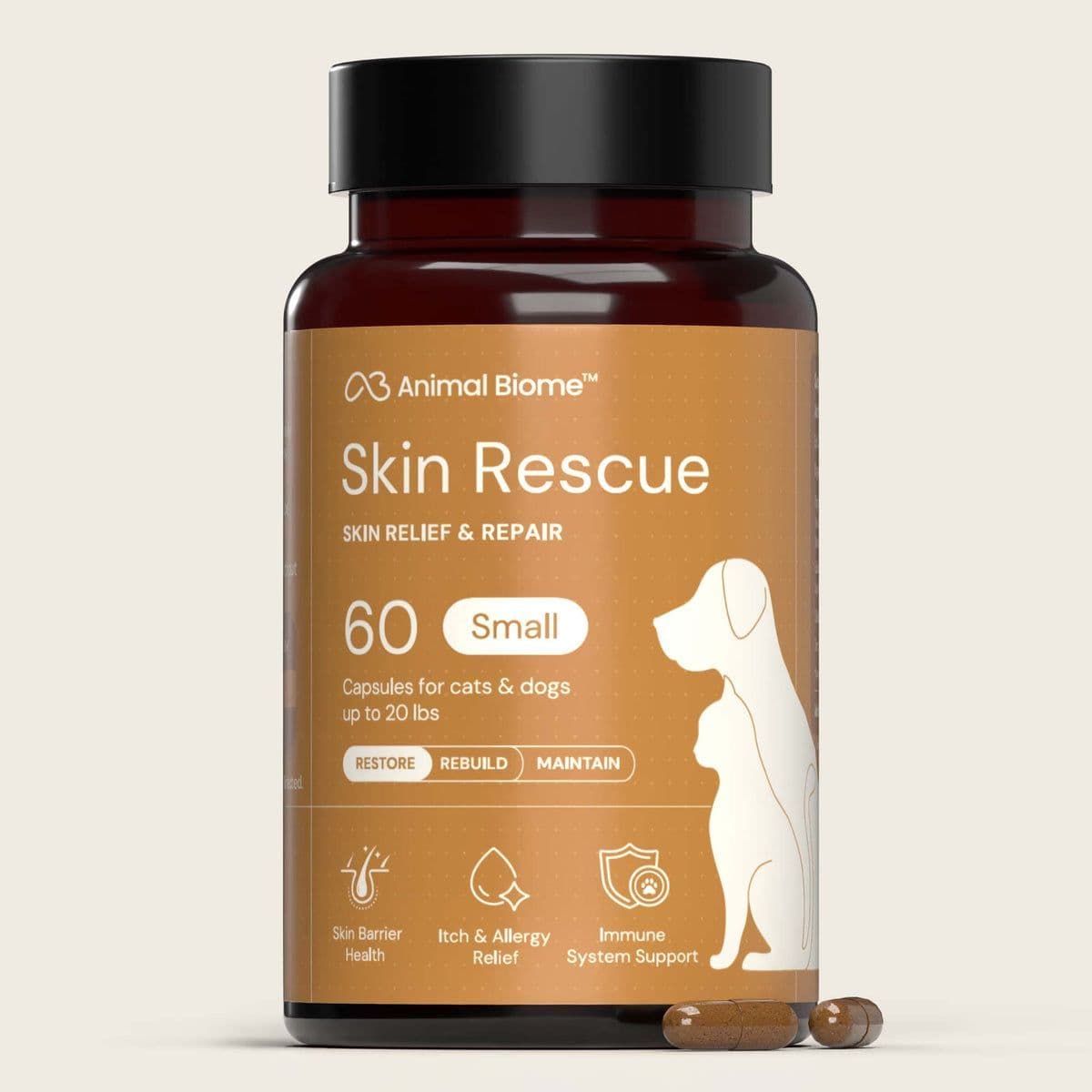 Animal Biome Skin Rescue skin relief and repair capsules bottle