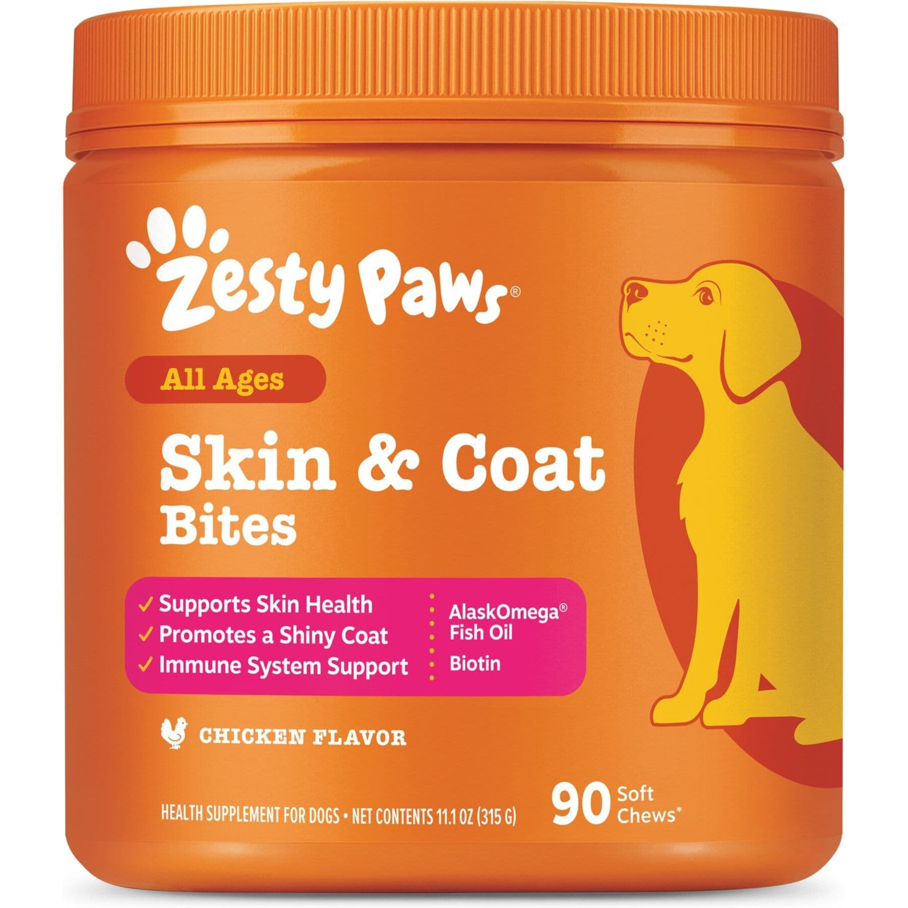 Zesty Paws Omega Bites Skin & Coat Chews for Dogs & Cats, 90 count