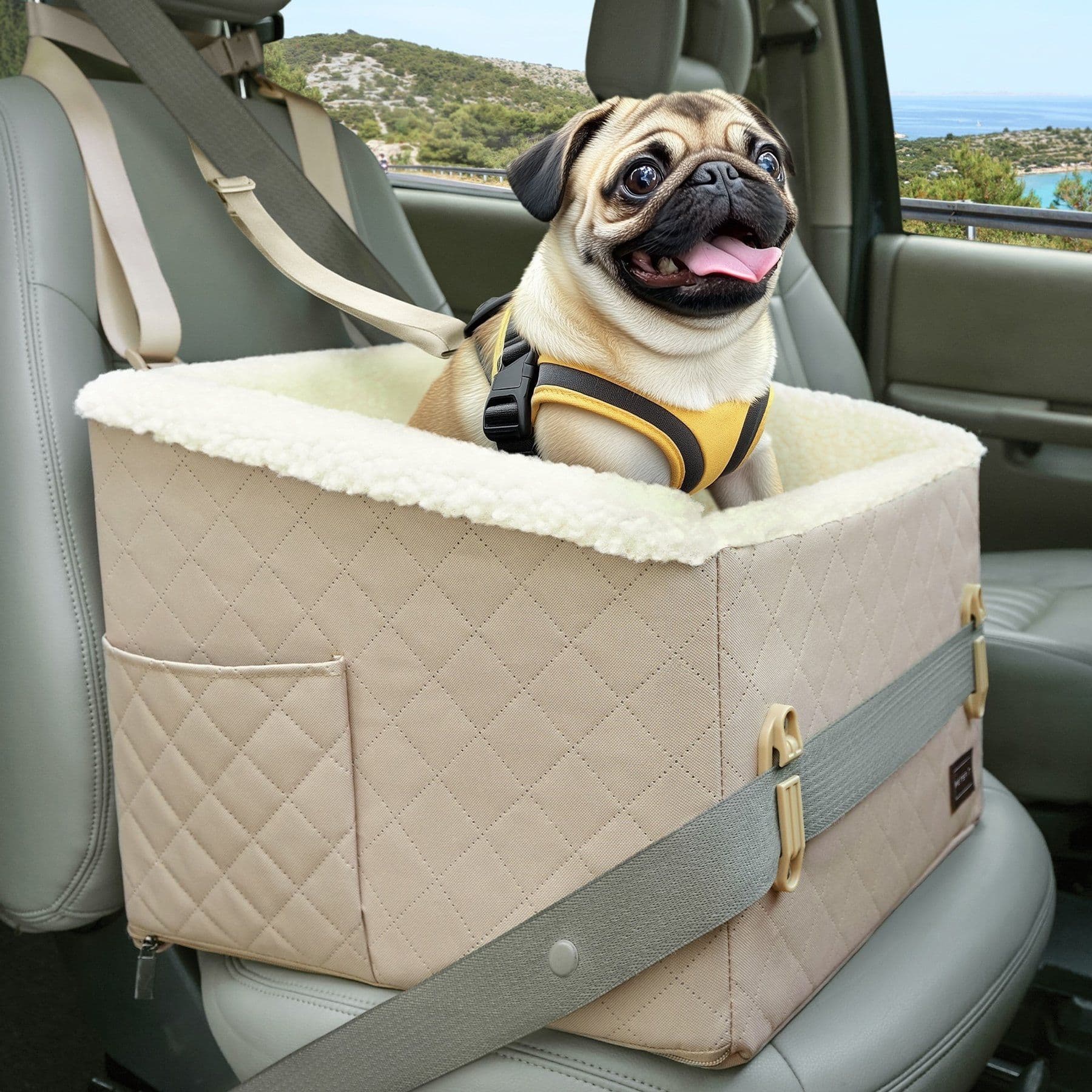 Petsfit Medium Dog Car Booster Seat, Khaki
