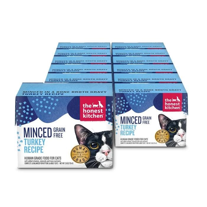 The Honest Kitchen Minced Turkey in Bone Broth Gravy Cat Food, 2.8 oz, 12-pack package