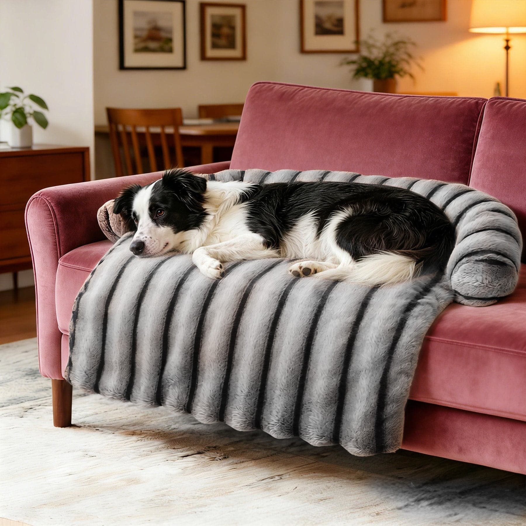 LFC PETS Sofa Bolster Dog & Cat Couch Cover, Grey, Large