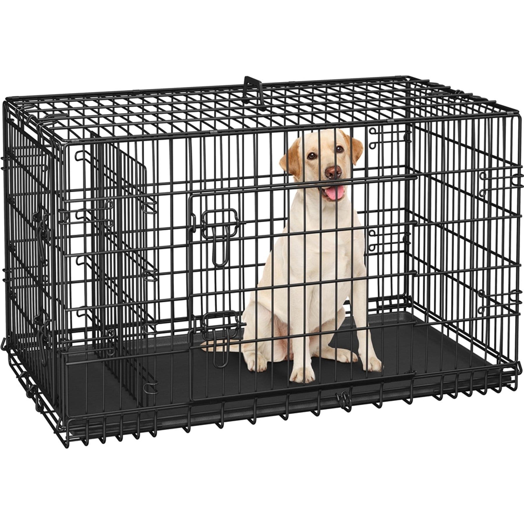 Yaheetech Foldable Wire Dog Crate with Divider, Black, 42 inch