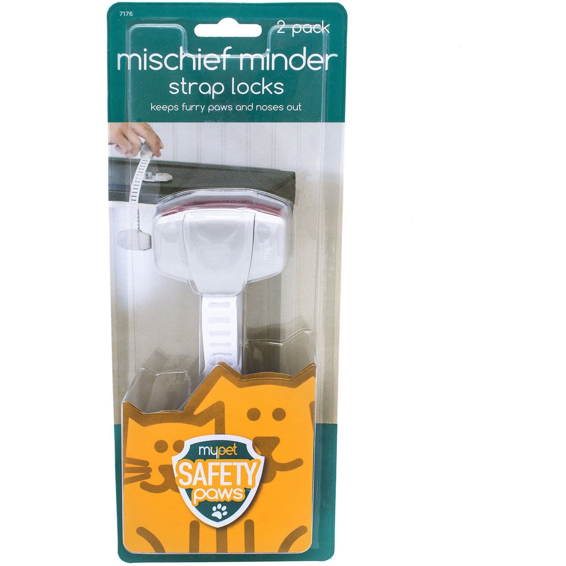 MyPet Safety Paws Mischief Minder Strap Locks for Dog & Cat, White, 2 count