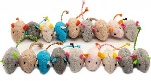 Fashion's Talk 18-piece plush catnip-filled mice cat toys in assorted colors