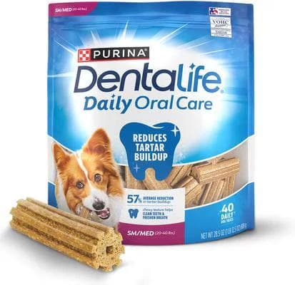 Purina DentaLife Daily Oral Care chicken-flavor dental dog treats, small/medium, 40-count pouch