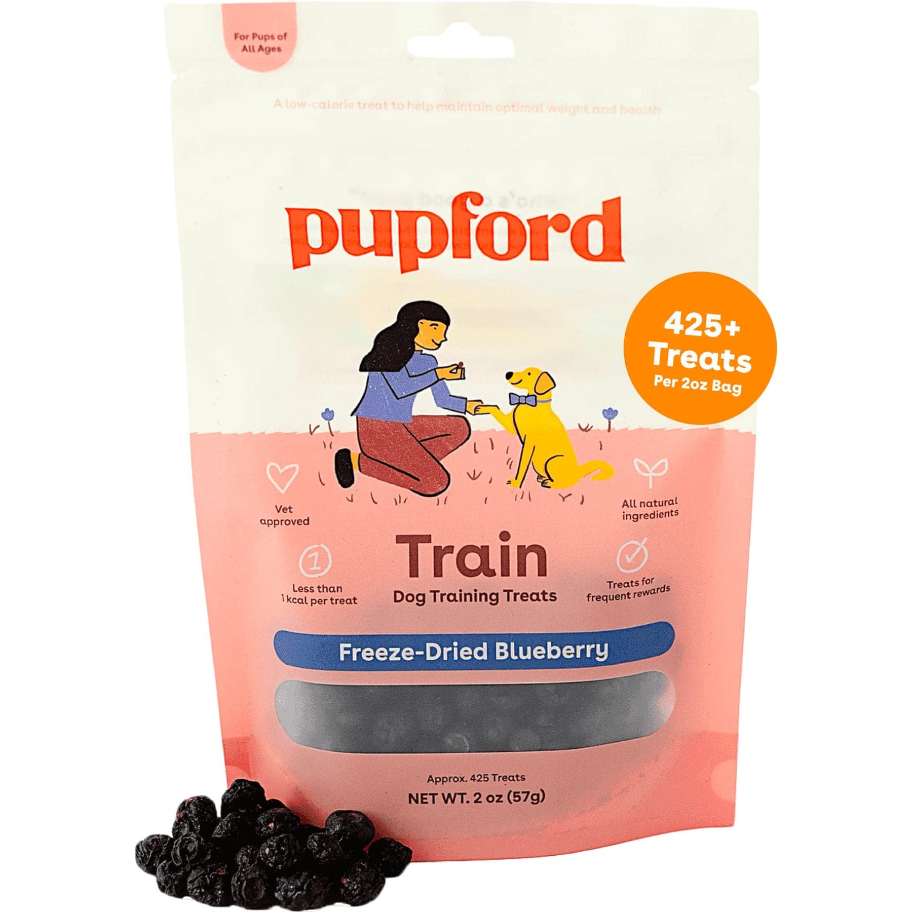 Pupford Train Blueberry Natural Freeze-Dried Dog Treats, 2-oz bag