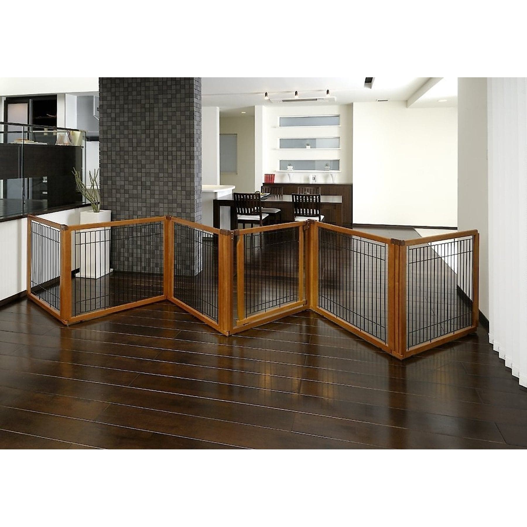 Richell 6-Panel Convertible Elite Dog & Cat Gate, Brown