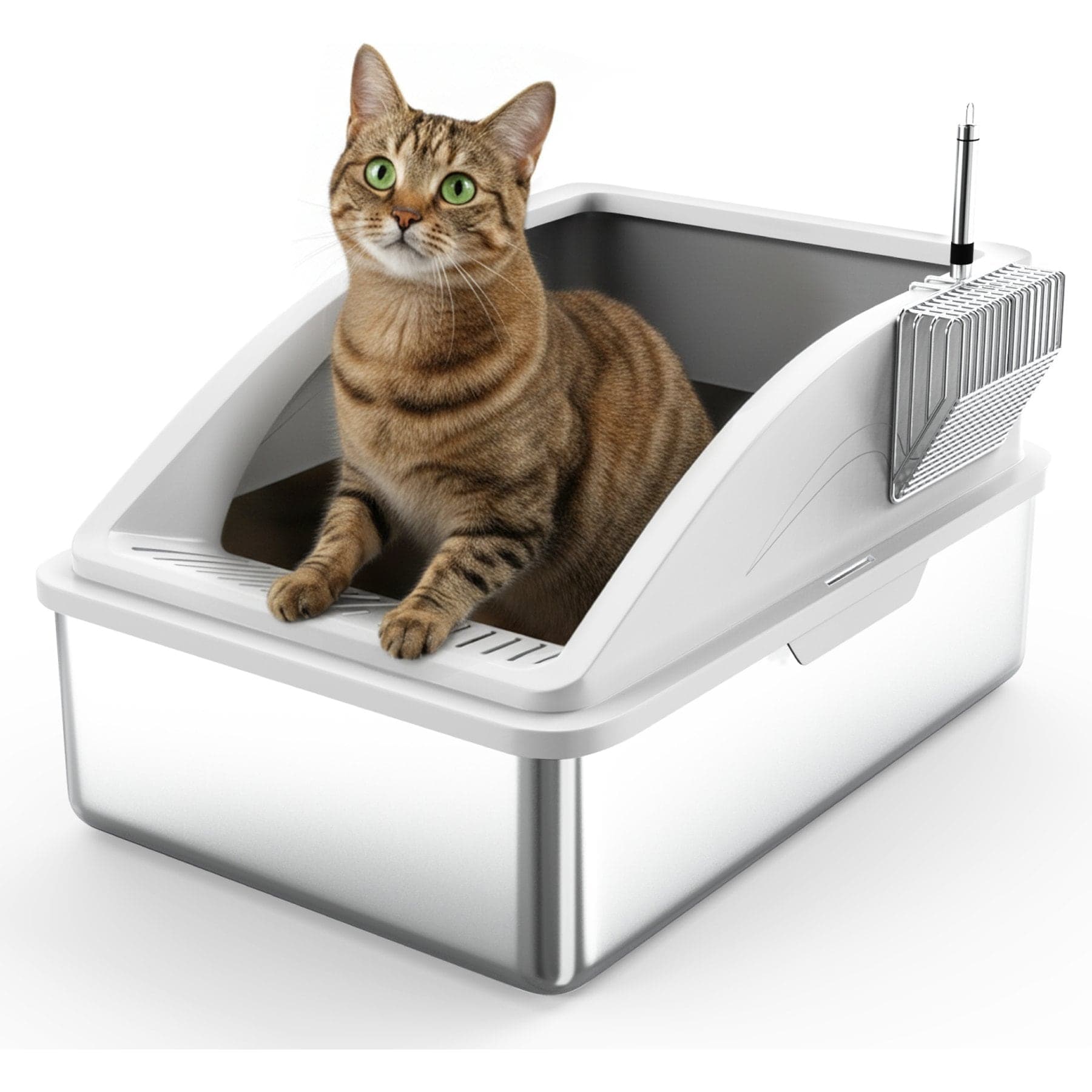 PETSPARX Stainless Steel Enclosed Cat Litter Box