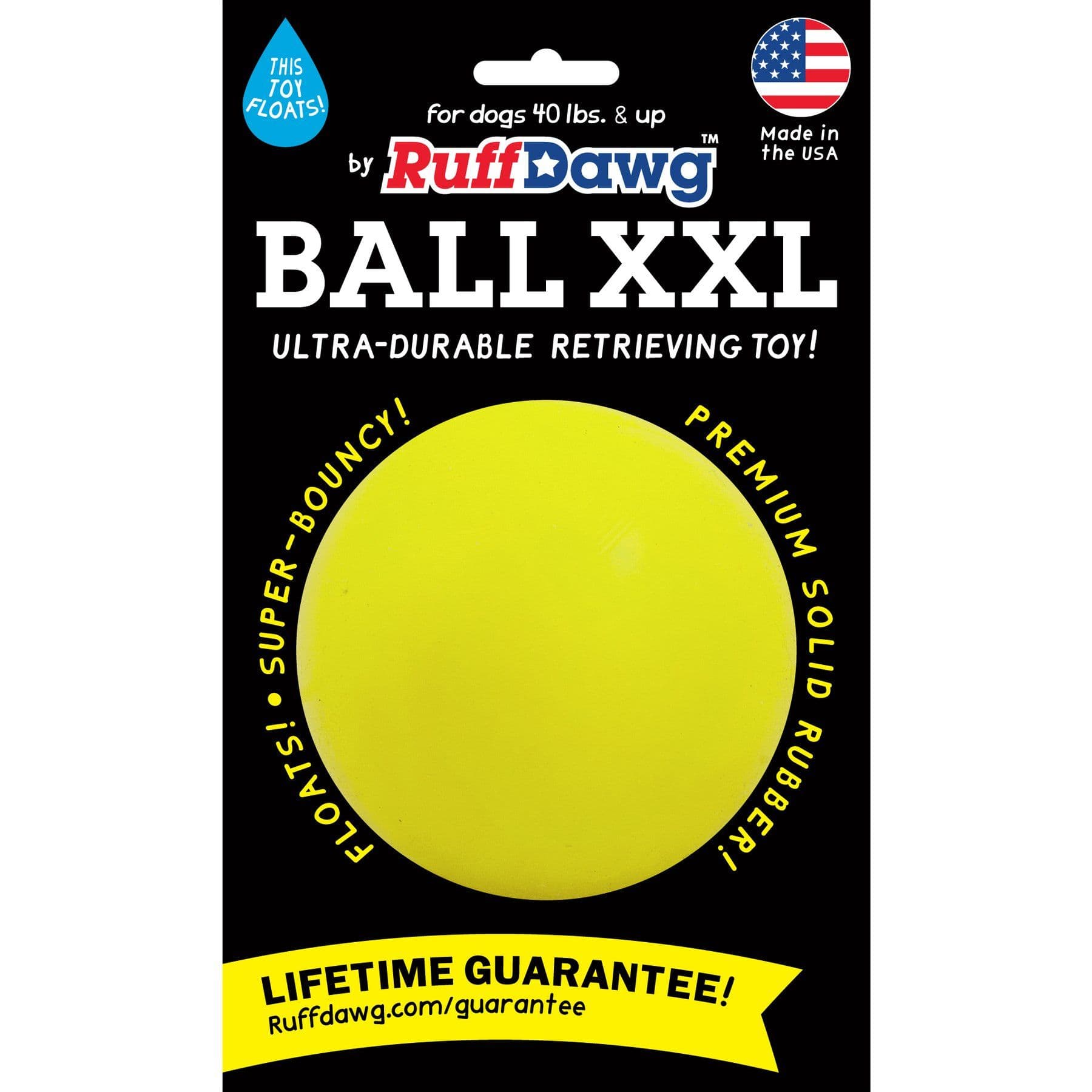 Ruff Dawg Ball Tough Dog Chew Toy, Yellow, 4-in