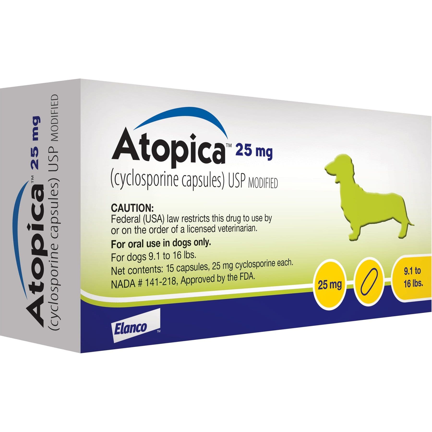 Atopica (Cyclosporine Modified) Capsules for Dogs, 25-mg, 30 capsules
