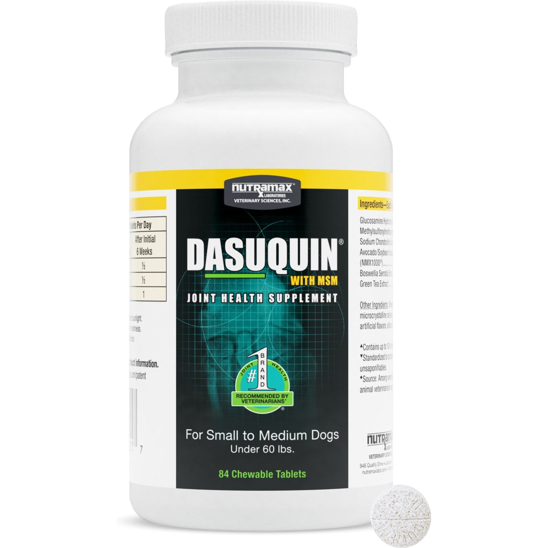 Nutramax Dasuquin with MSM Chewable Tablets for Small/Medium Dogs Under 60 lb, 84 count