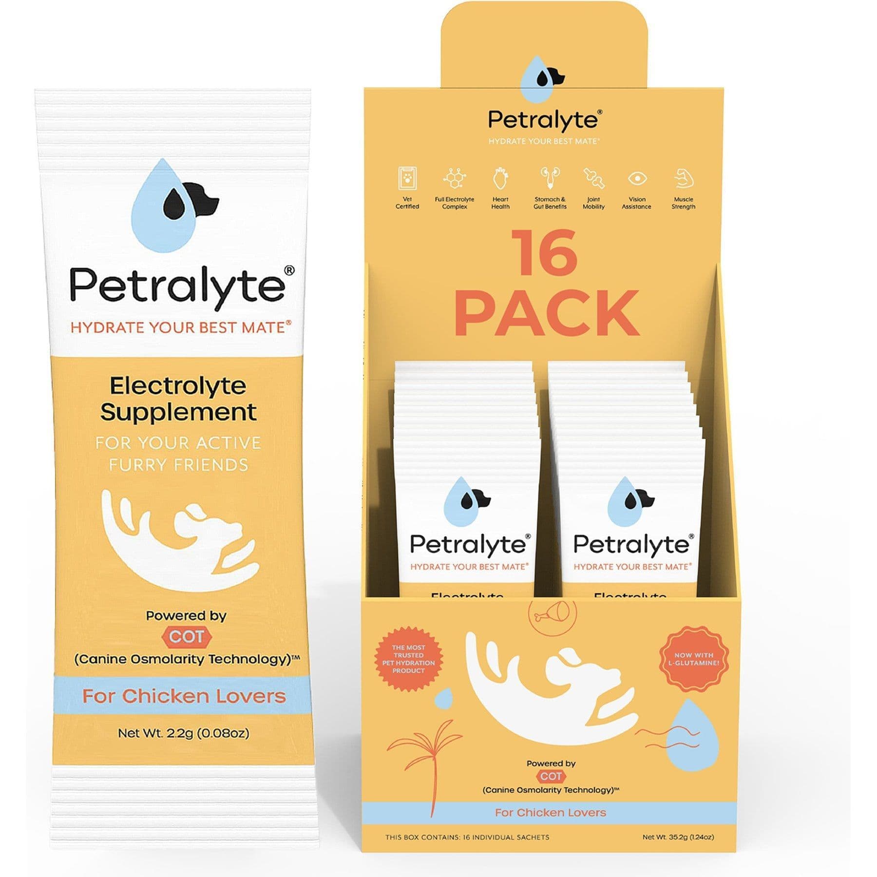Petralyte Chicken Flavored Electrolyte & Joint Supplement for Dogs, 16 count