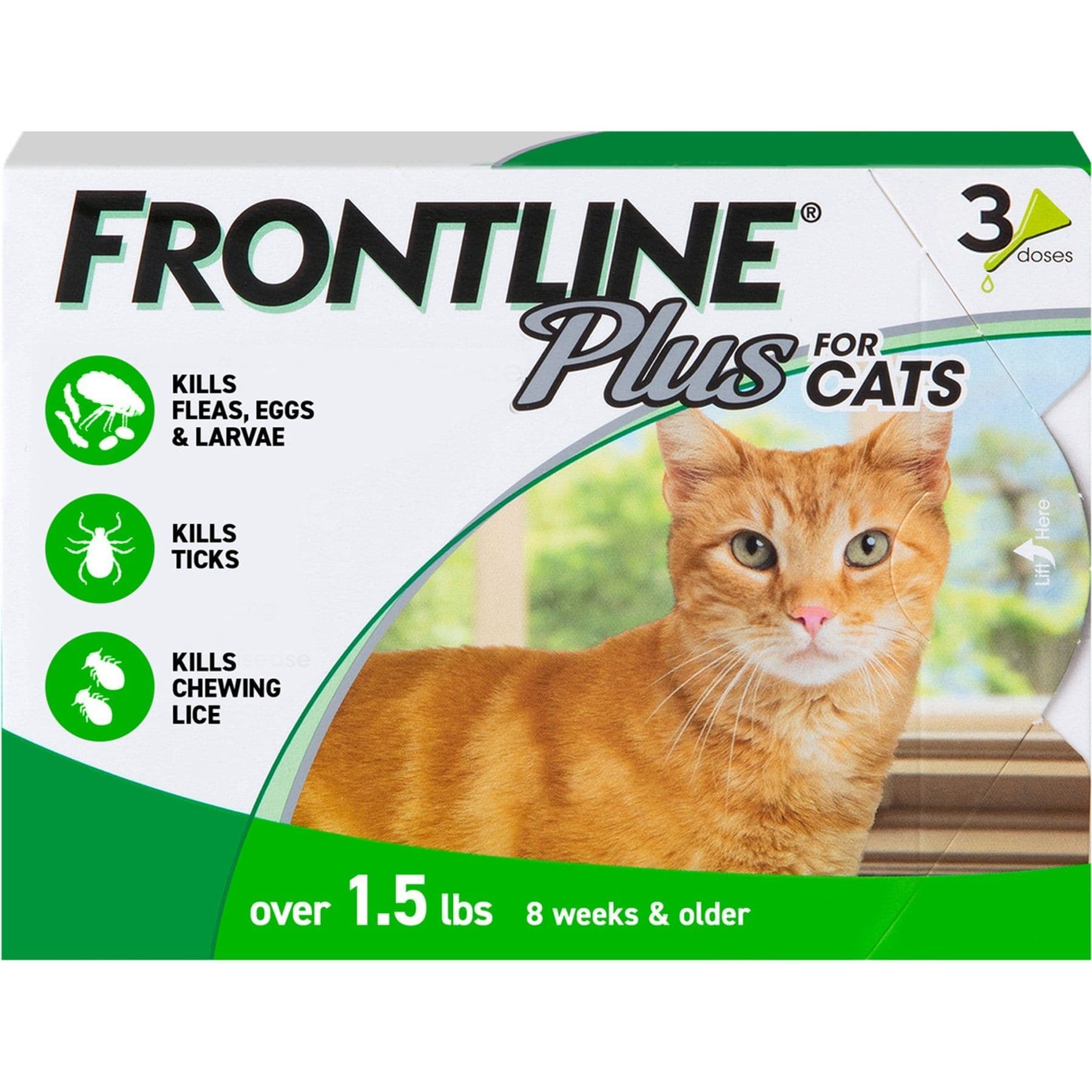 Frontline Plus 3pk, Cat & Kitten 1.5lbs and over Flea & Tick Treatment