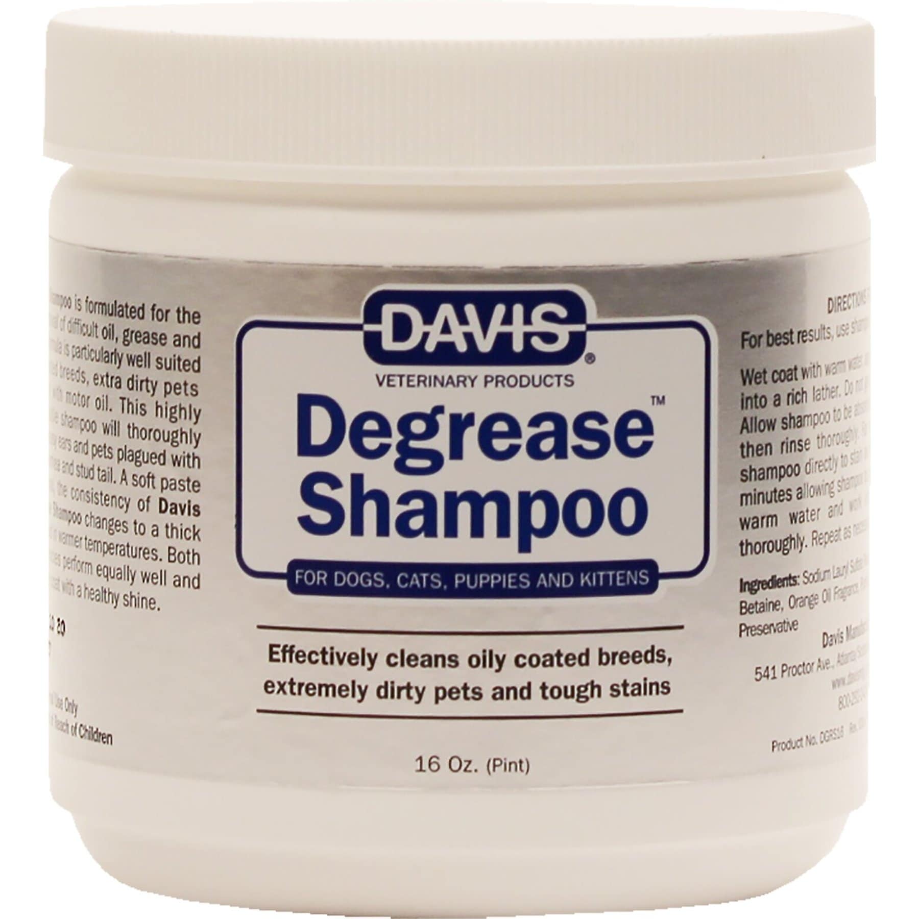 Davis Degrease Dog & Cat Shampoo, 16-fl oz bottle