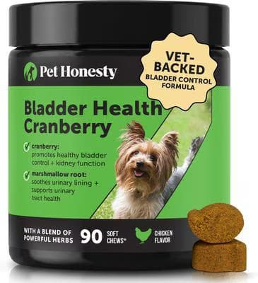 Pet Honesty Bladder Health Cranberry chicken-flavored soft chews urinary and kidney supplement for dogs, 90-count jar