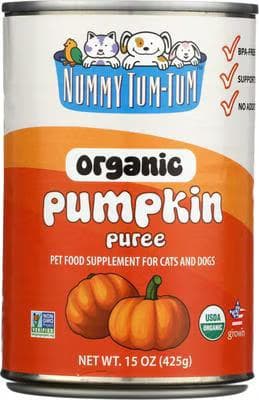 Nummy Tum-Tum Pure Organic Pumpkin puree supplement for dogs and cats, 15 oz