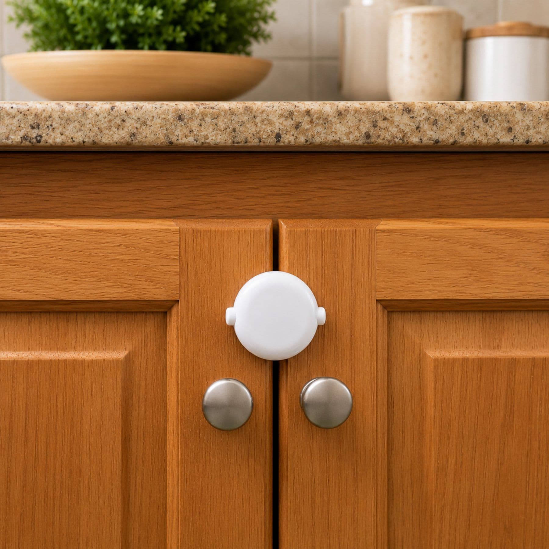 Qdos Adhesive Double Door Dog Cabinet Lock, White, 4 count