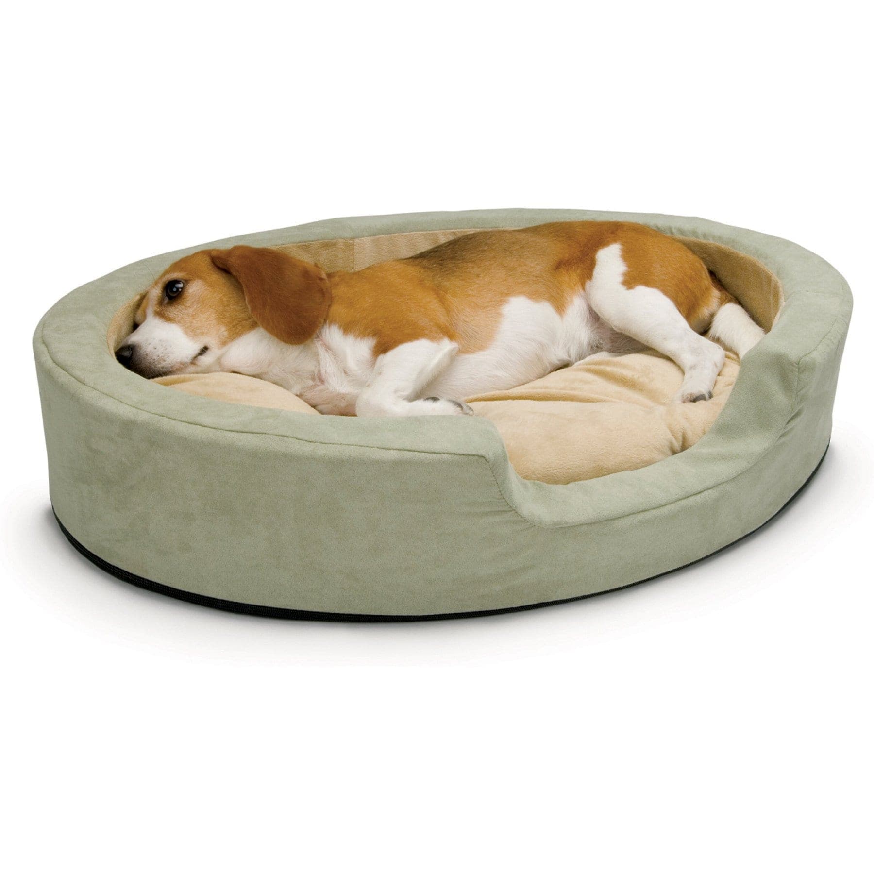 K&H Pet Products Thermo-Snuggly Sleeper Heated Dog Bed, Sage/Tan, Medium