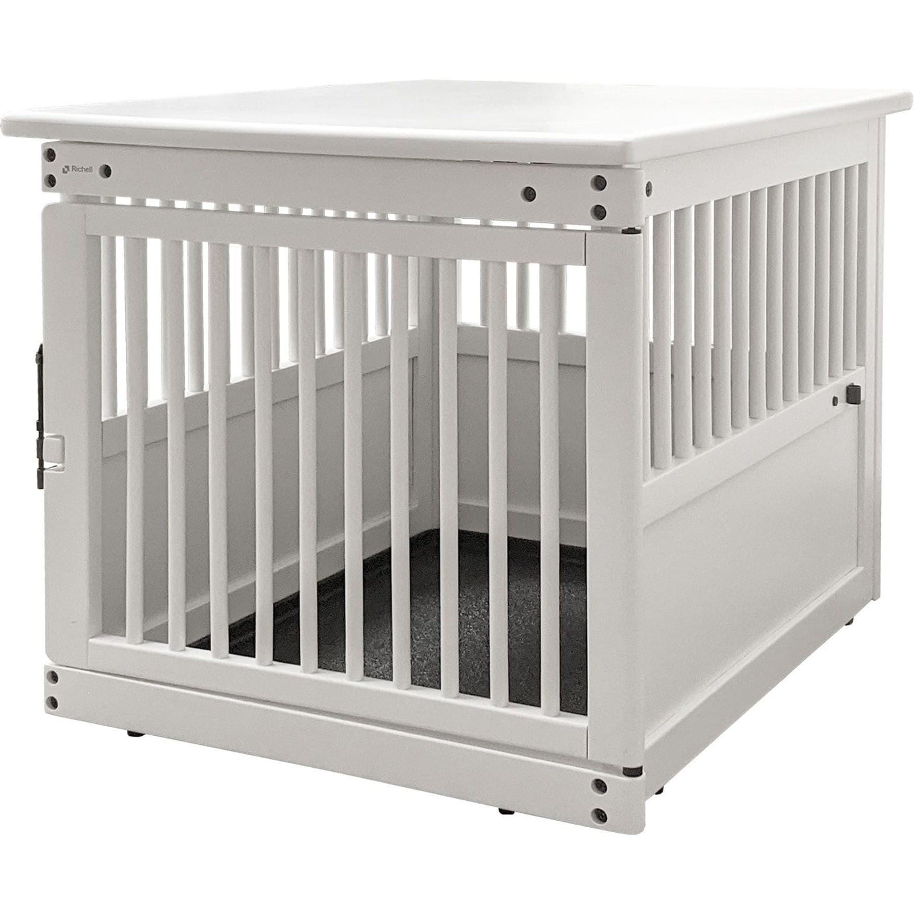 Richell Wooden End Table Dog Crate, White, Medium