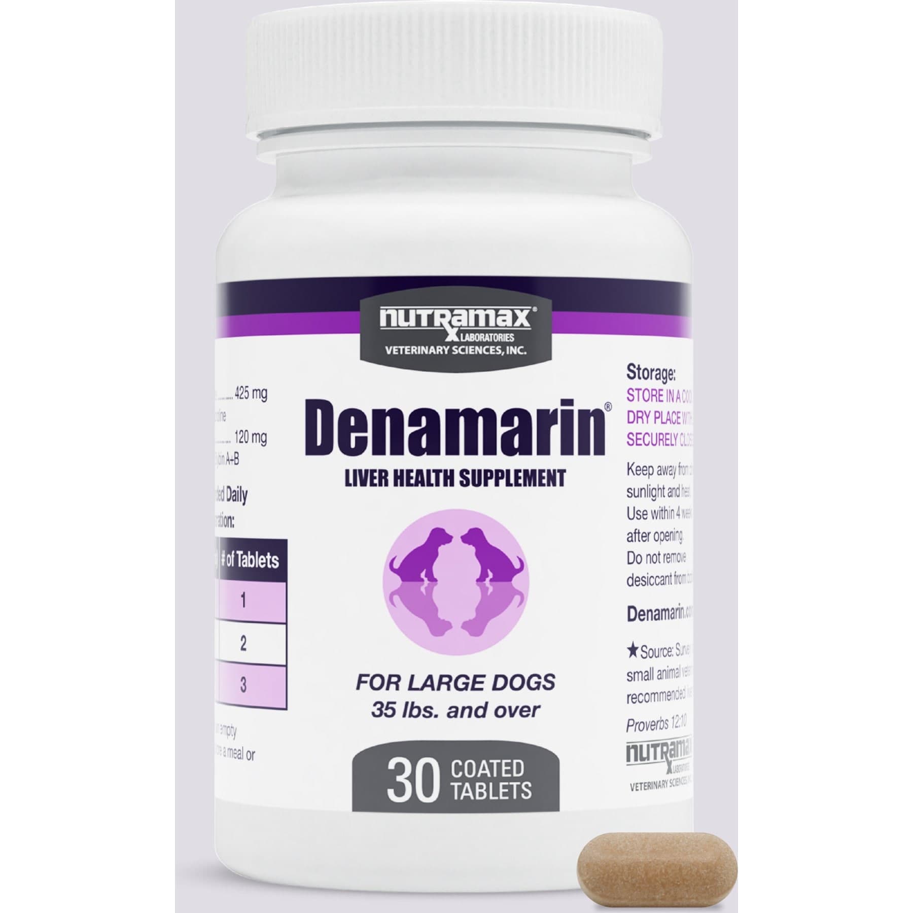 Nutramax Denamarin with S-Adenosylmethionine & Silybin Tablet Liver Supplement for Large Dogs, 30 count bottle